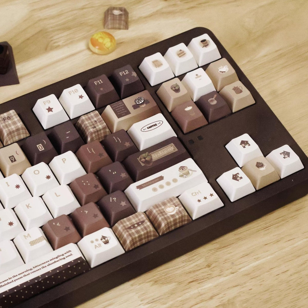 Cute Brown Cozy Cafe Theme Coffee Keycap Set