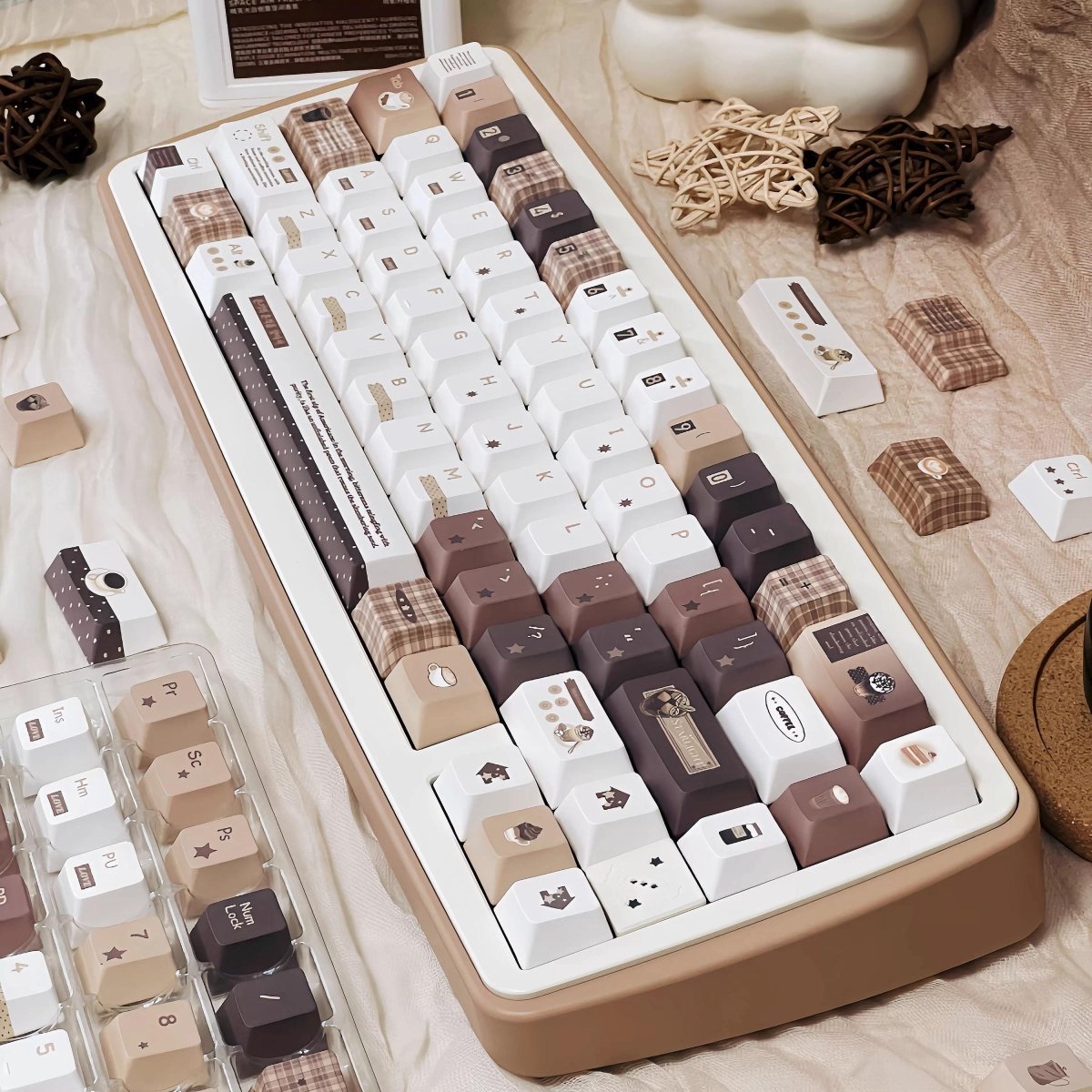 Cute Brown Cozy Cafe Theme Coffee Keycap Set