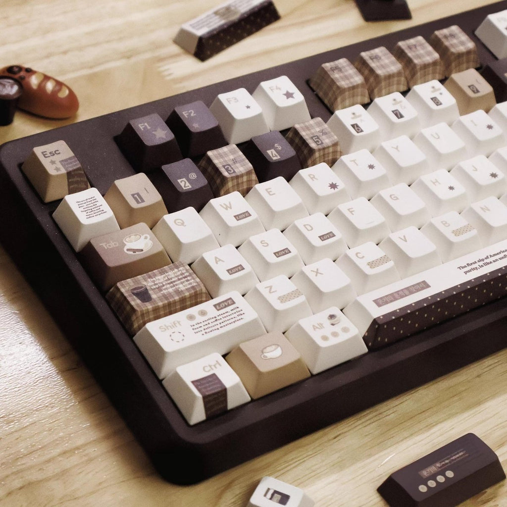 Cute Brown Cozy Cafe Theme Coffee Keycap Set