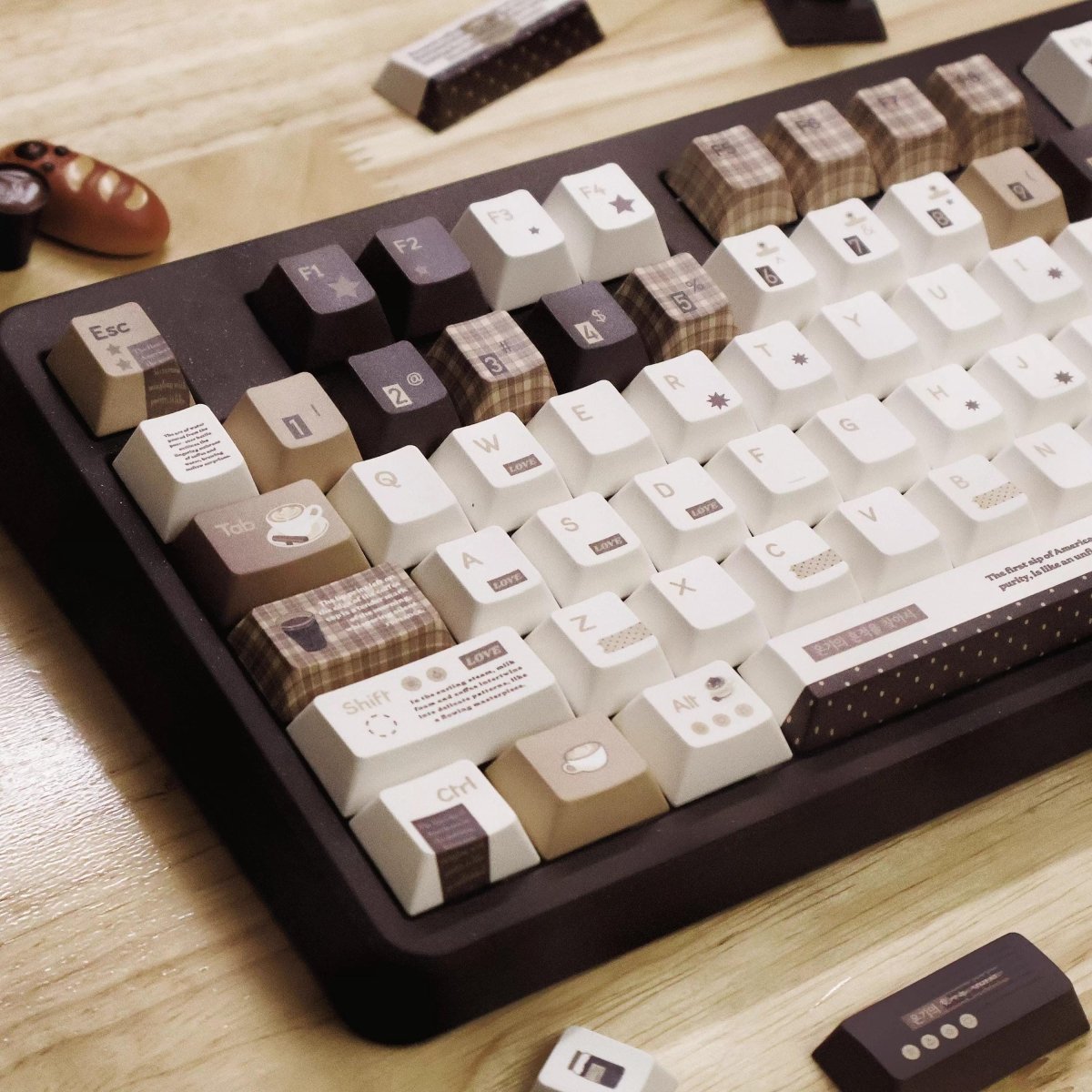 Cute Brown Cozy Cafe Theme Coffee Keycap Set