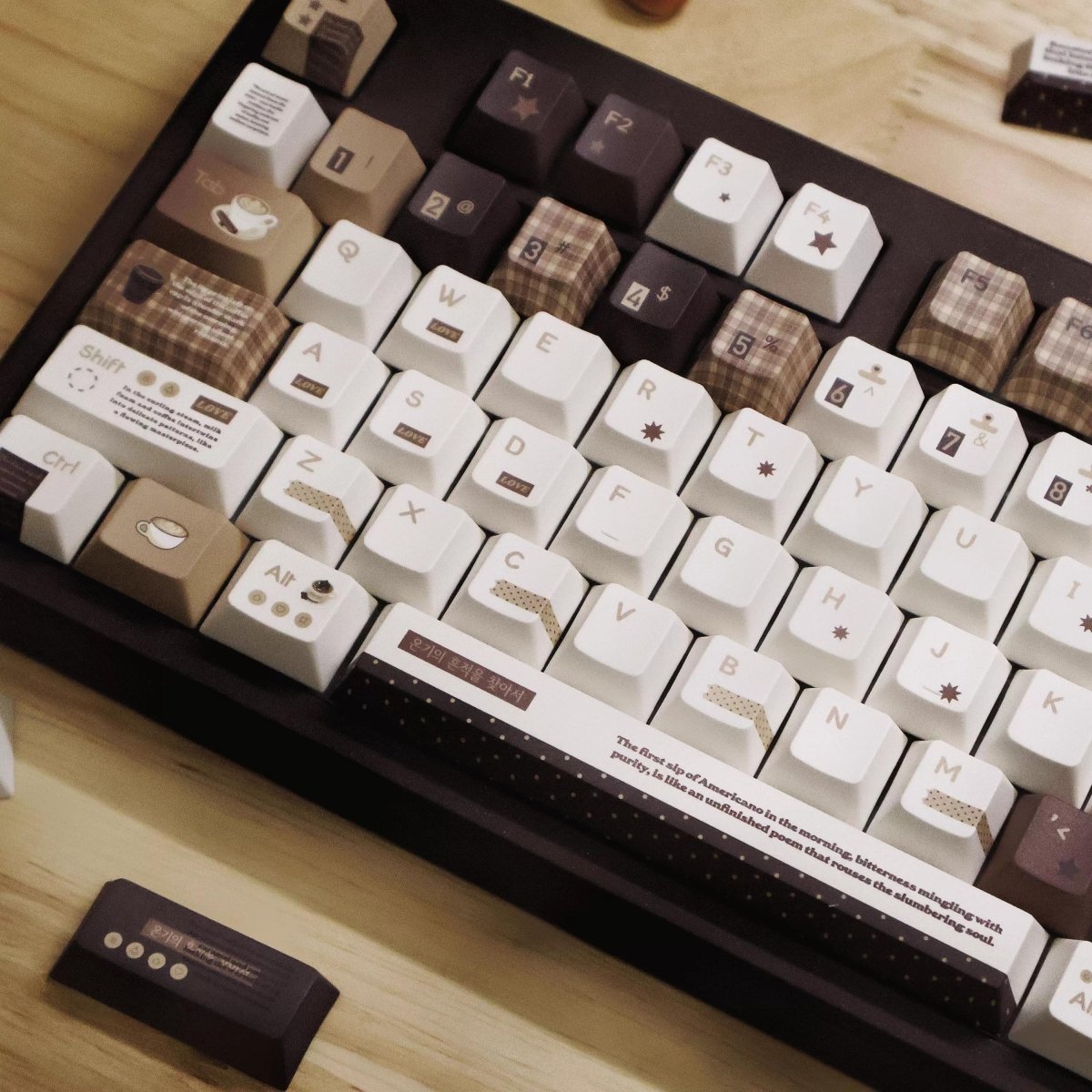 Cute Brown Cozy Cafe Theme Coffee Keycap Set