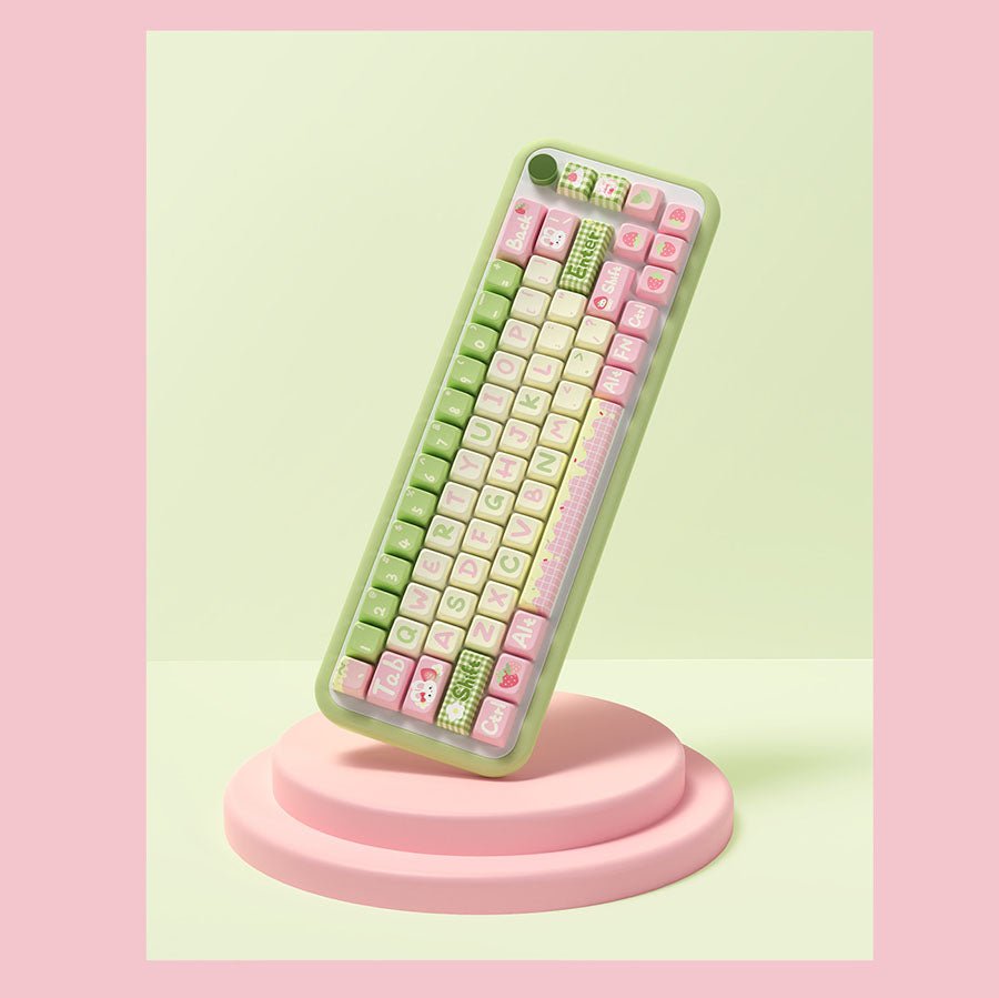Cute Bunny Strawberry Theme Keycap Set