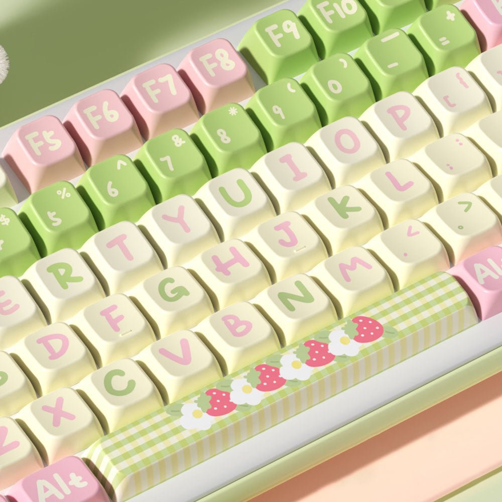 Cute Bunny Strawberry Theme Keycap Set