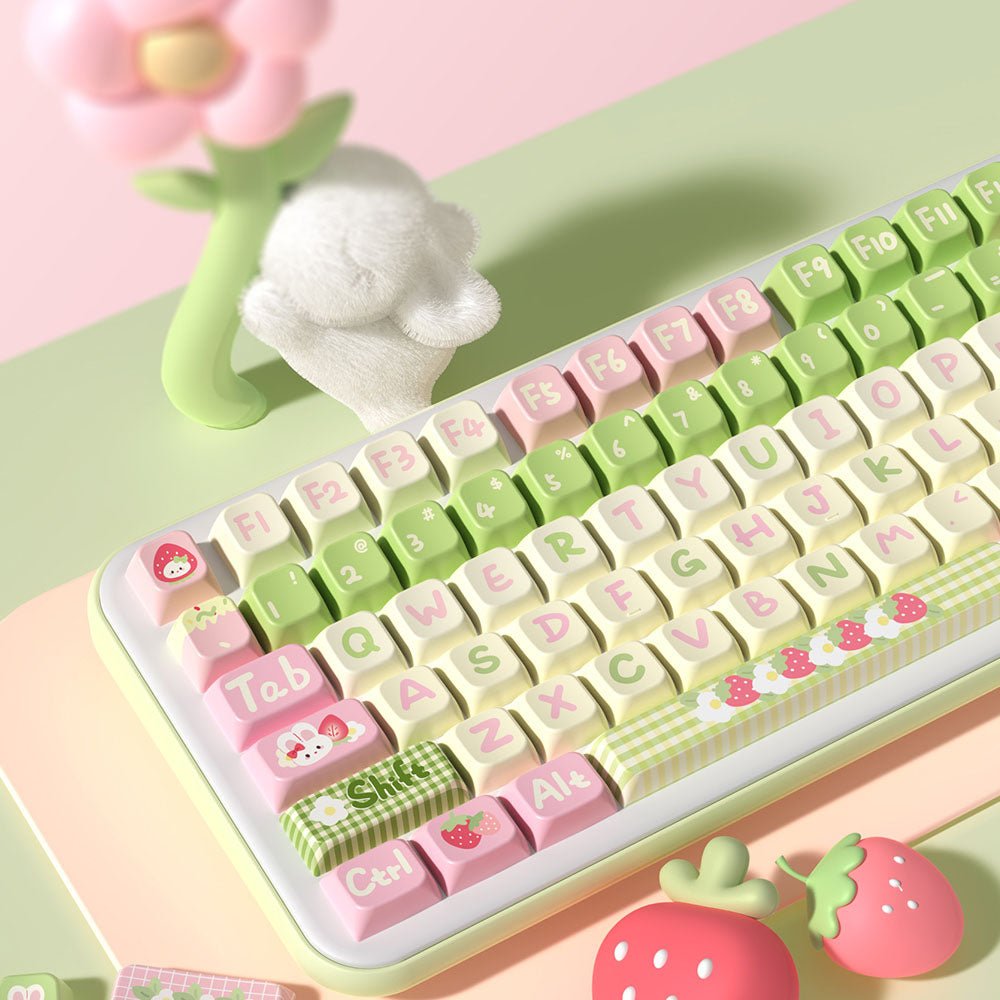 Cute Bunny Strawberry Theme Keycap Set