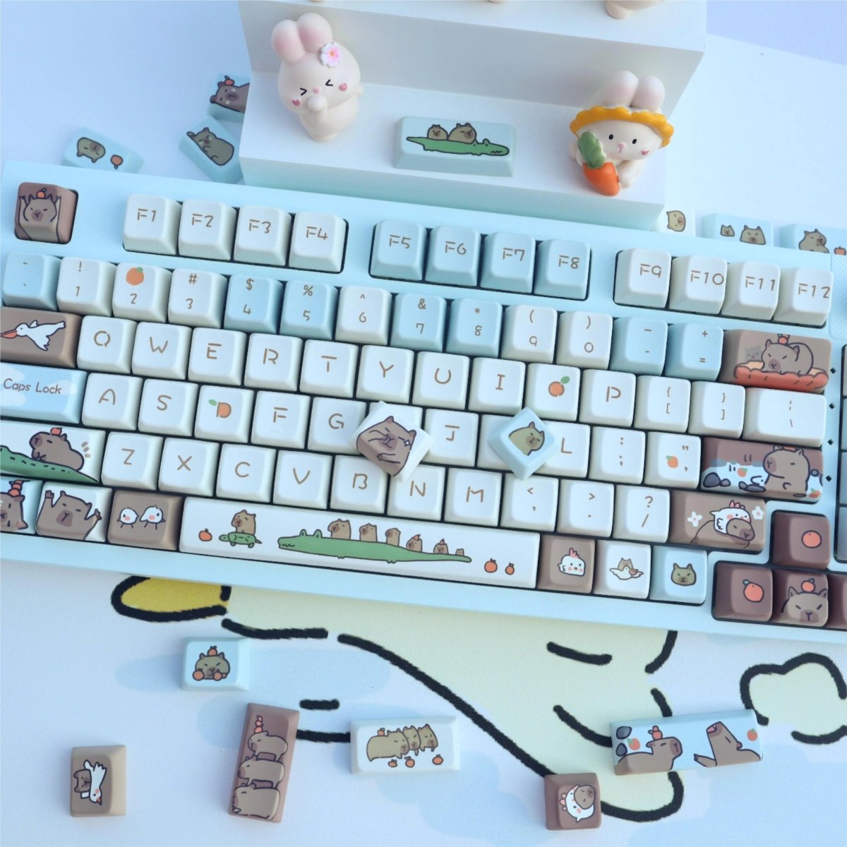 Cute Capybara Theme Artisan Keycap Set