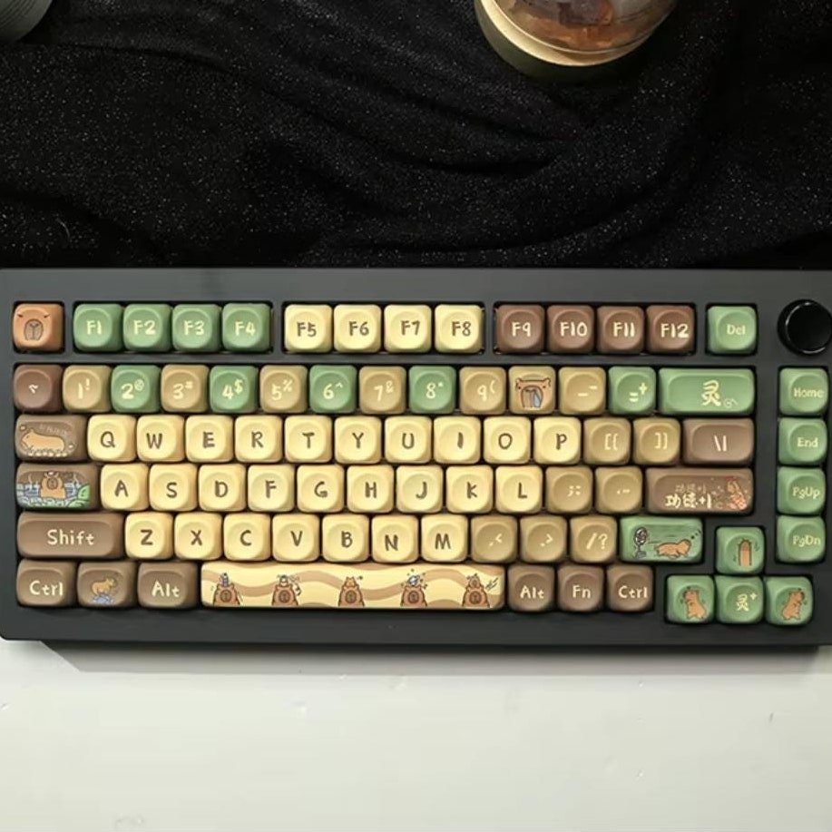 Cute Capybara Theme PBT MOA Keycap Set
