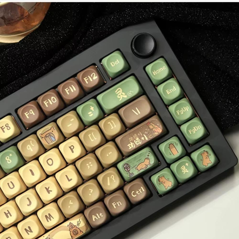 Cute Capybara Theme PBT MOA Keycap Set
