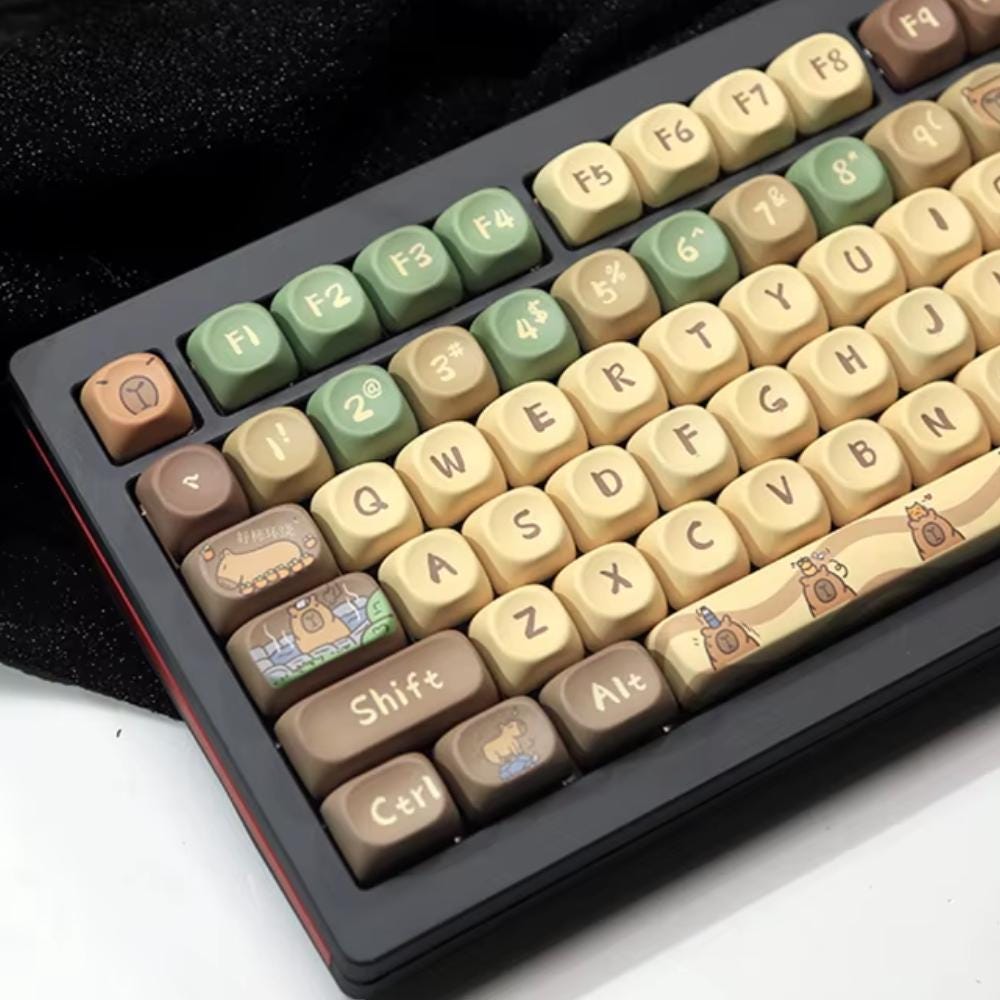 Cute Capybara Theme PBT MOA Keycap Set