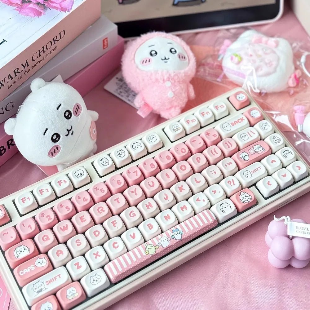 Cute Chiikawa Theme Pink Gradient Artisan Keycap Set