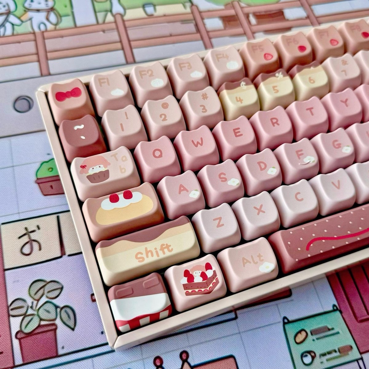 Cute Chocolate Strawberry Theme Keycap Set