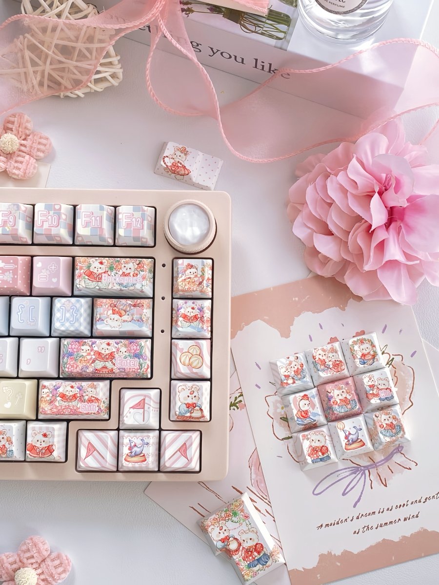 Cute Circus Teddy Bear Theme Artisan Keycap Set