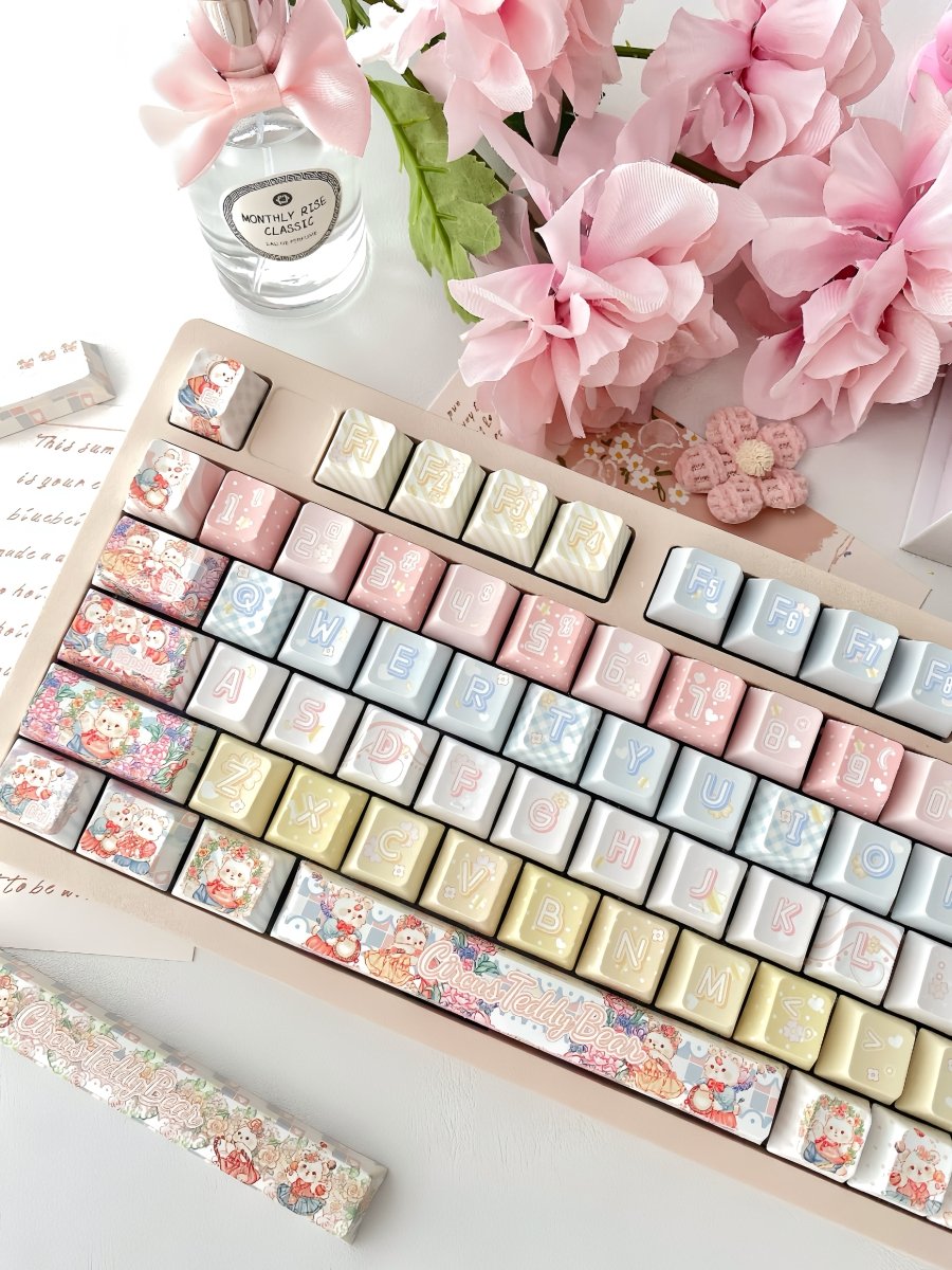 Cute Circus Teddy Bear Theme Artisan Keycap Set