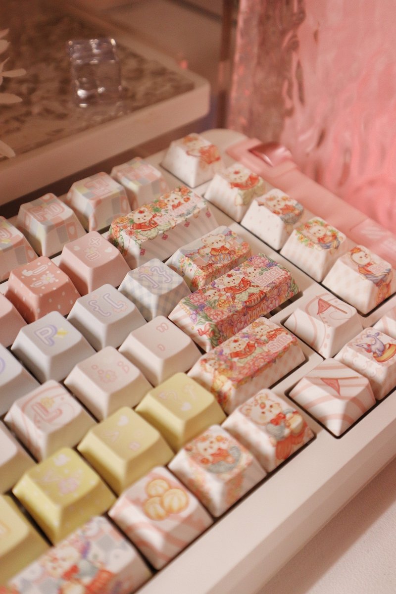 Cute Circus Teddy Bear Theme Artisan Keycap Set