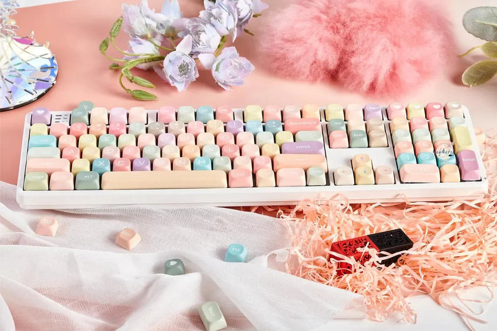 Cute Colorful Candy Theme PBT MOA Round Keycap Set