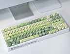 Cute Dog & Cat Green Matcha Gradient Keycap Set