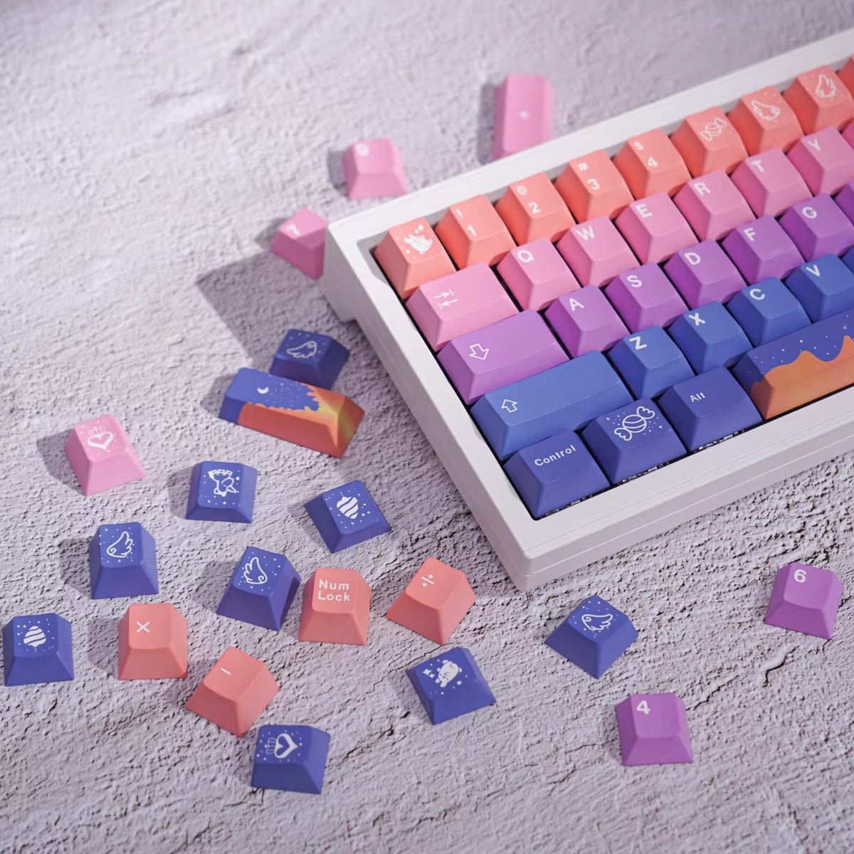 Cute Fairy Tale Theme Purple Gradient Keycap Set
