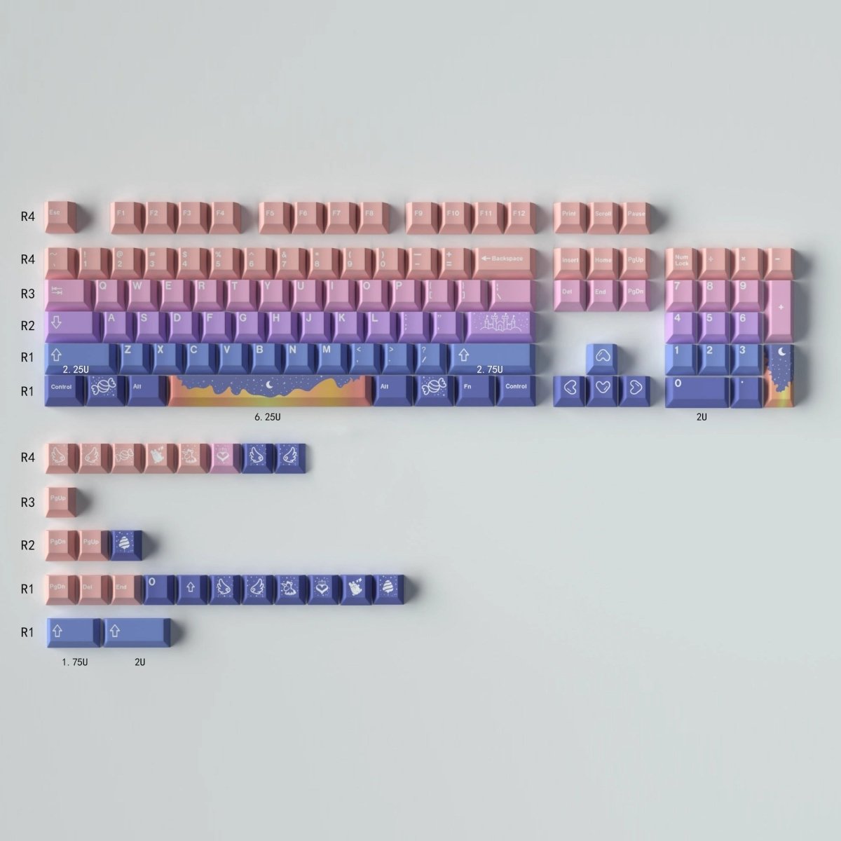 Cute Fairy Tale Theme Purple Gradient Keycap Set