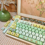 Cute Frog Theme Green Gradient Artisan Keycap Set