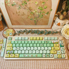 Cute Frog Theme Green Gradient Artisan Keycap Set