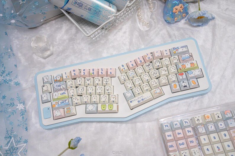 Cute Funny Emote Bear Theme Keycap Set