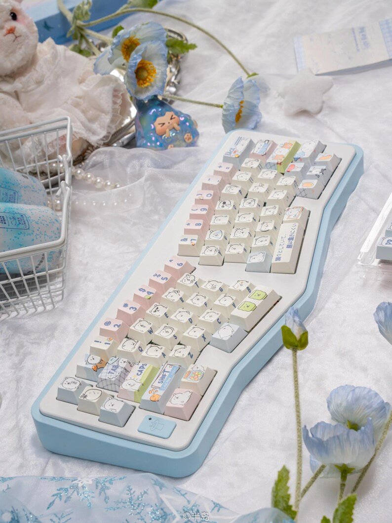 Cute Funny Emote Bear Theme Keycap Set