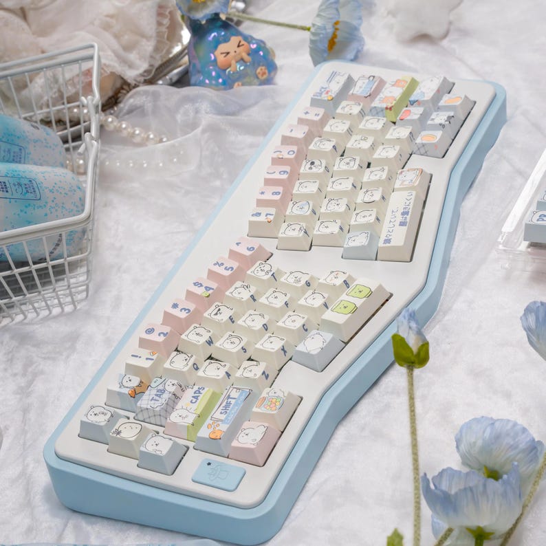Cute Funny Emote Bear Theme Keycap Set