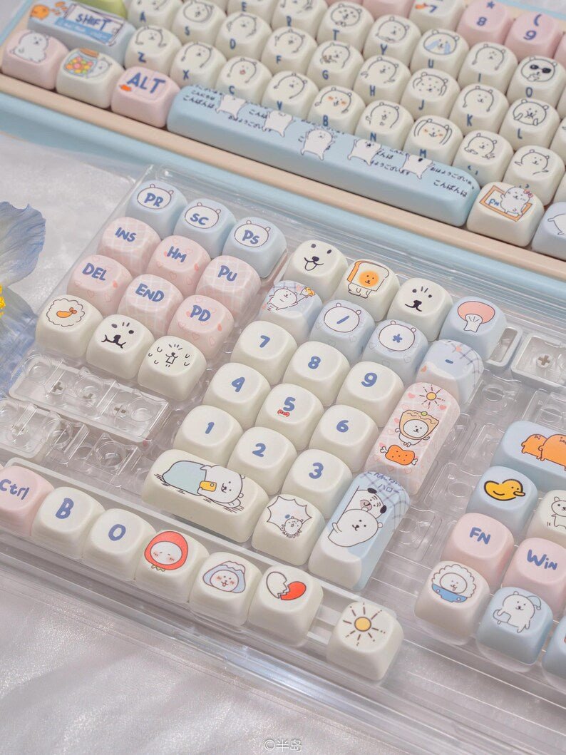 Cute Funny Emote Bear Theme Keycap Set