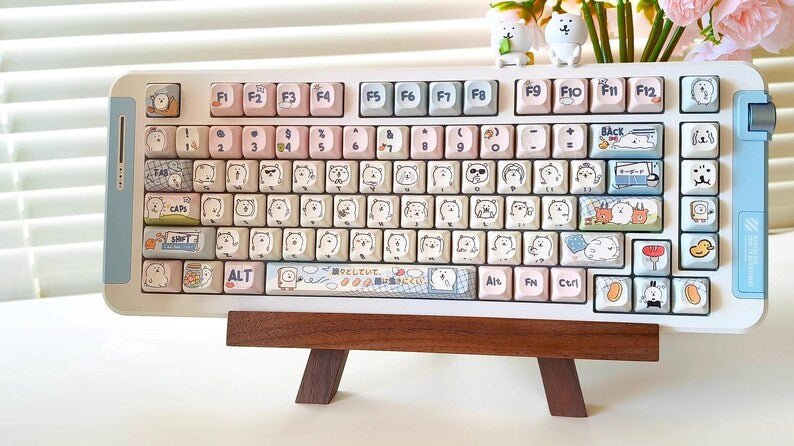 Cute Funny Emote Bear Theme Keycap Set
