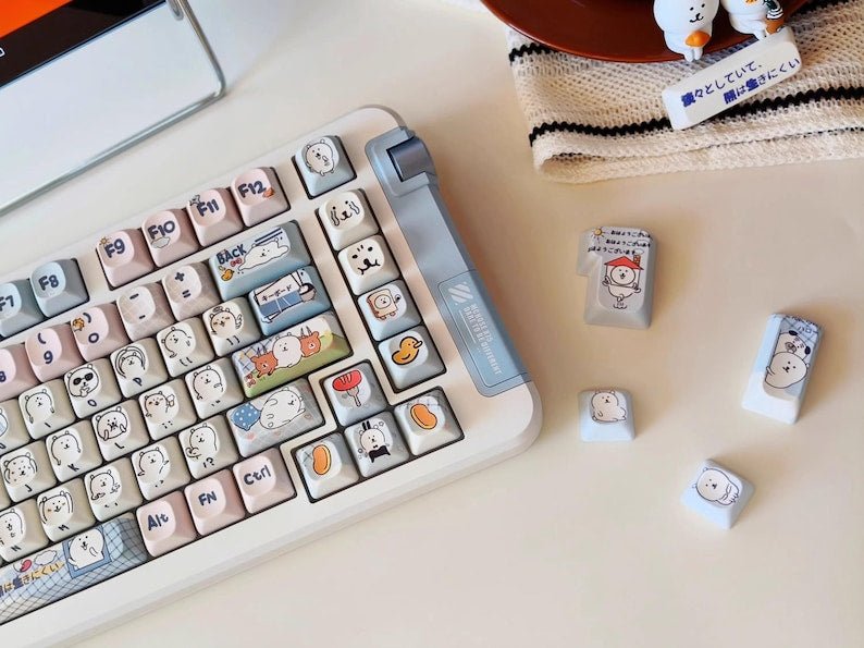 Cute Funny Emote Bear Theme Keycap Set