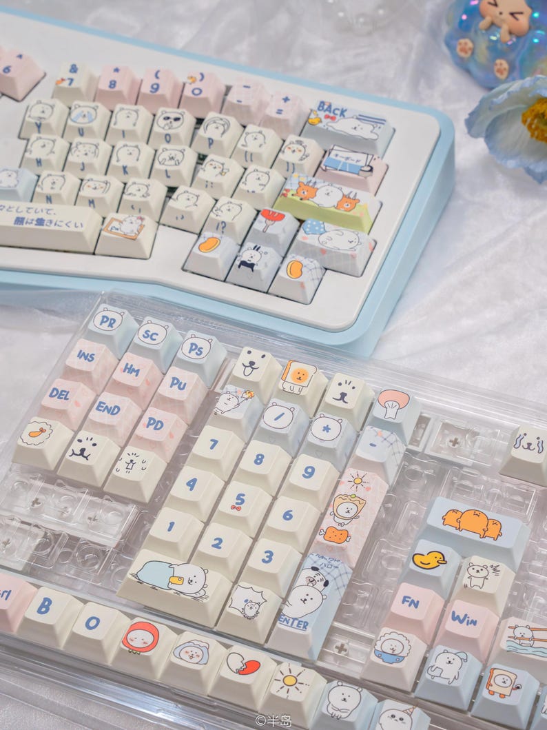 Cute Funny Emote Bear Theme Keycap Set