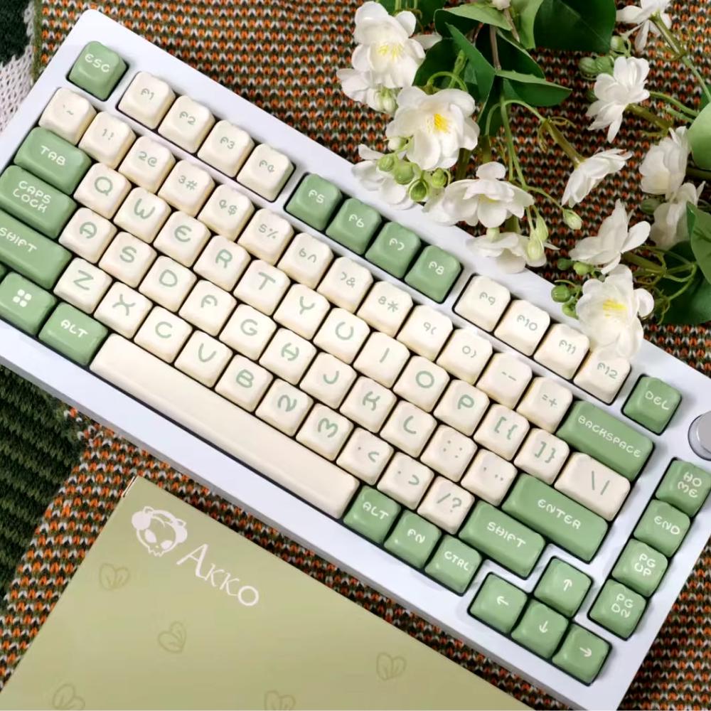 Cute Green Bear-Shaped Keycap Set