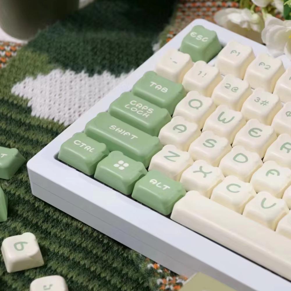 Cute Green Bear-Shaped Keycap Set