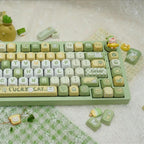 Cute Green Lucky Cat Theme Artisan Keycap Set