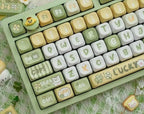 Cute Green Lucky Cat Theme Artisan Keycap Set