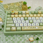 Cute Green Lucky Cat Theme Artisan Keycap Set