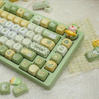 Cute Green Lucky Cat Theme Artisan Keycap Set