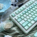 Cute Green Matcha Floral PBT Keycap Set