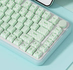 Cute Green Matcha Mint Plaid Keycap Set