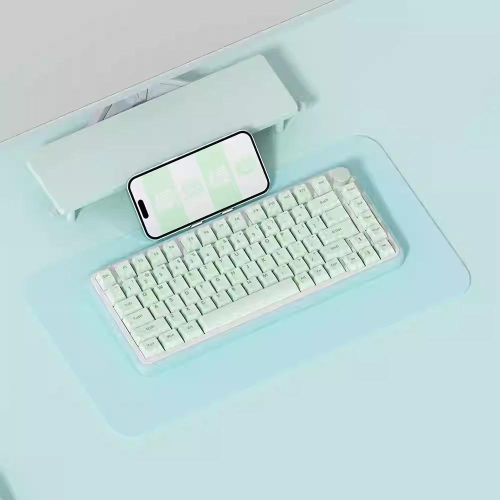 Cute Green Matcha Mint Plaid Keycap Set