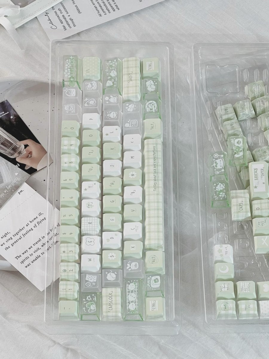 Cute Green Matcha Pastel Artisan Keycap Set