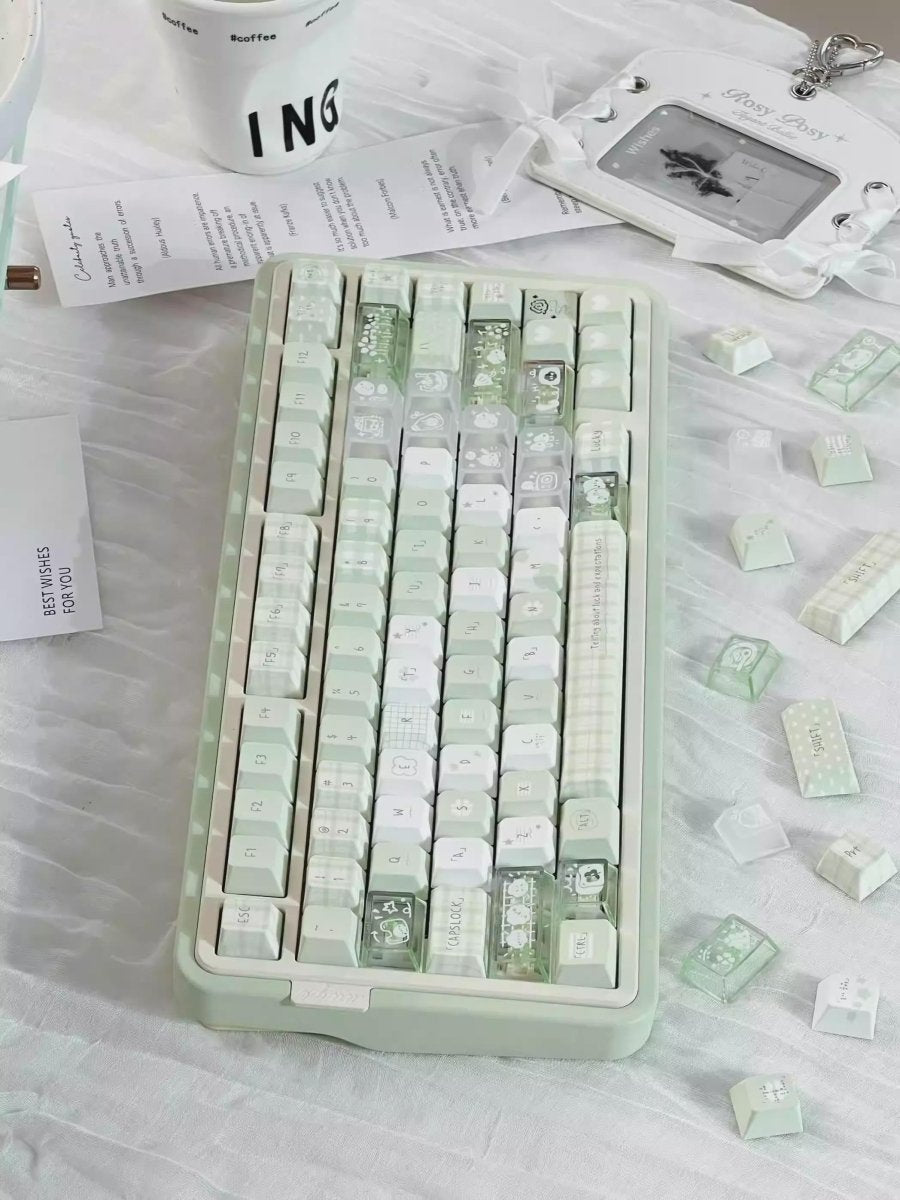 Cute Green Matcha Pastel Artisan Keycap Set