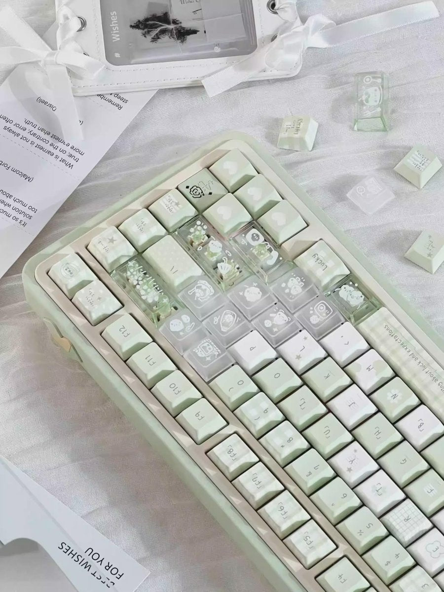 Cute Green Matcha Pastel Artisan Keycap Set
