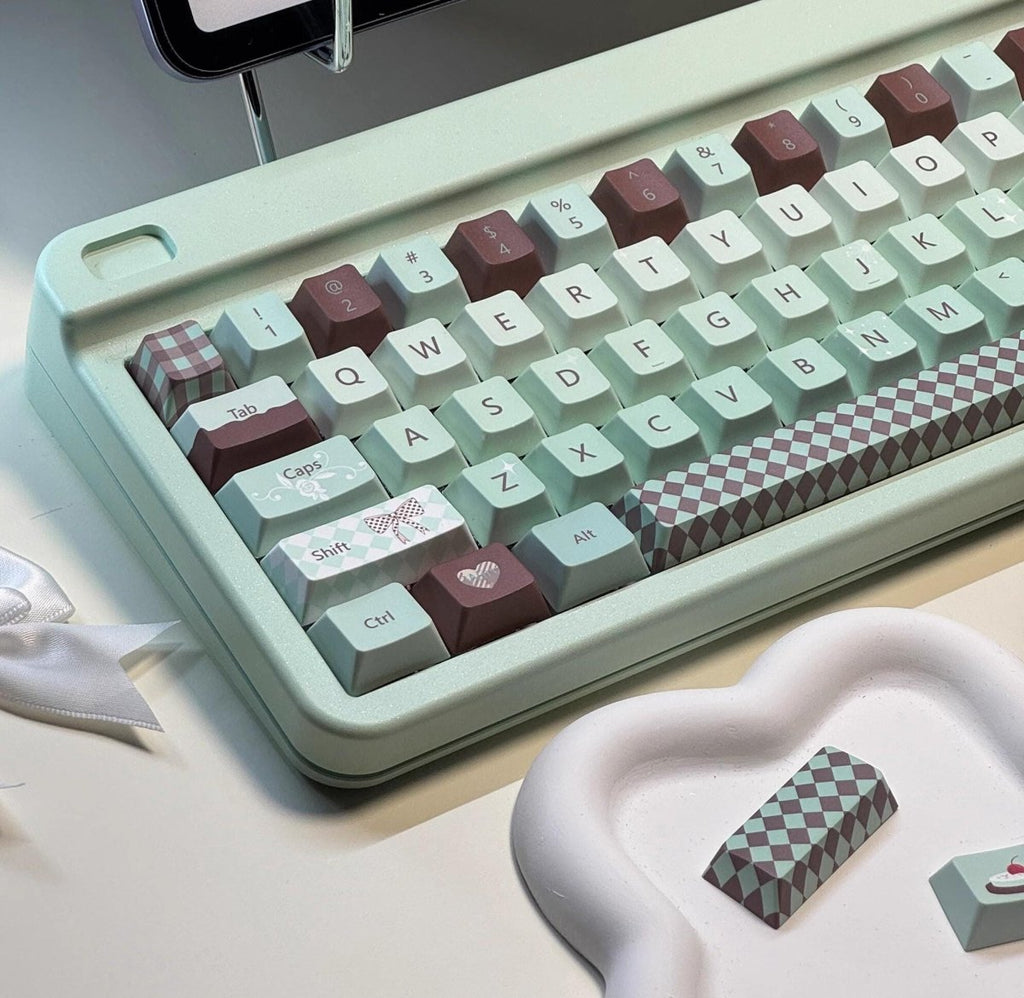 Cute Green Mint Black Chocolate Theme Keycap Set
