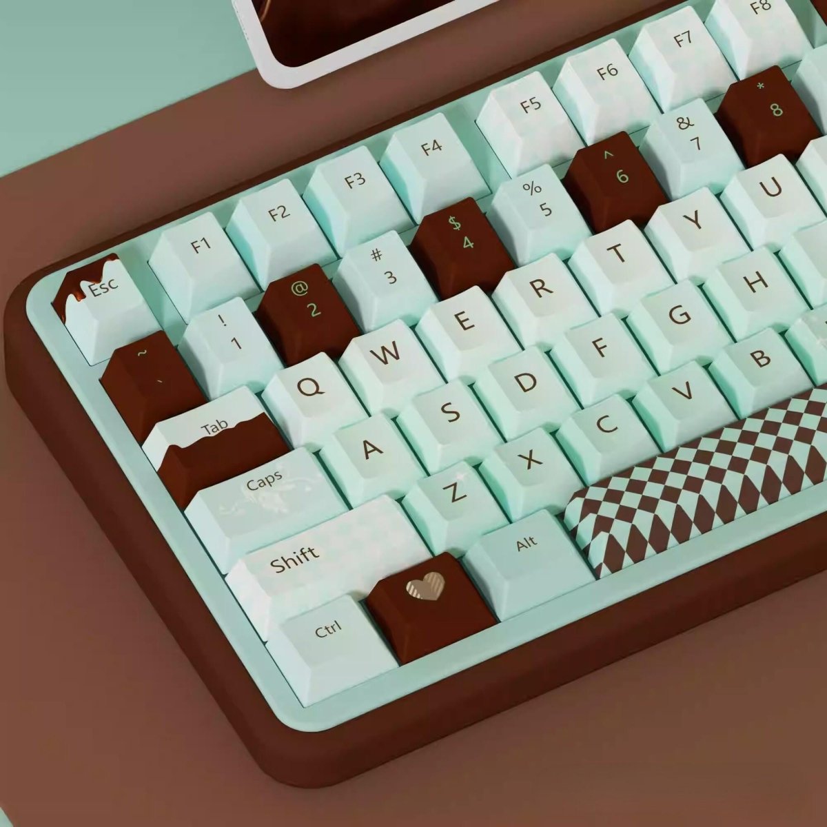 Cute Green Mint Black Chocolate Theme Keycap Set