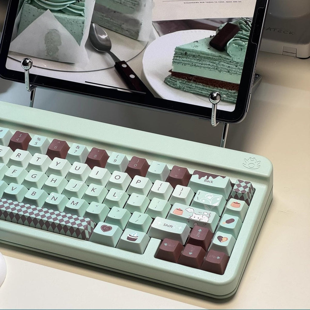 Cute Green Mint Black Chocolate Theme Keycap Set