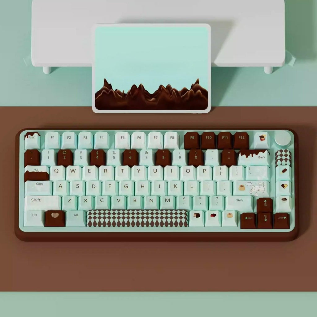 Cute Green Mint Black Chocolate Theme Keycap Set
