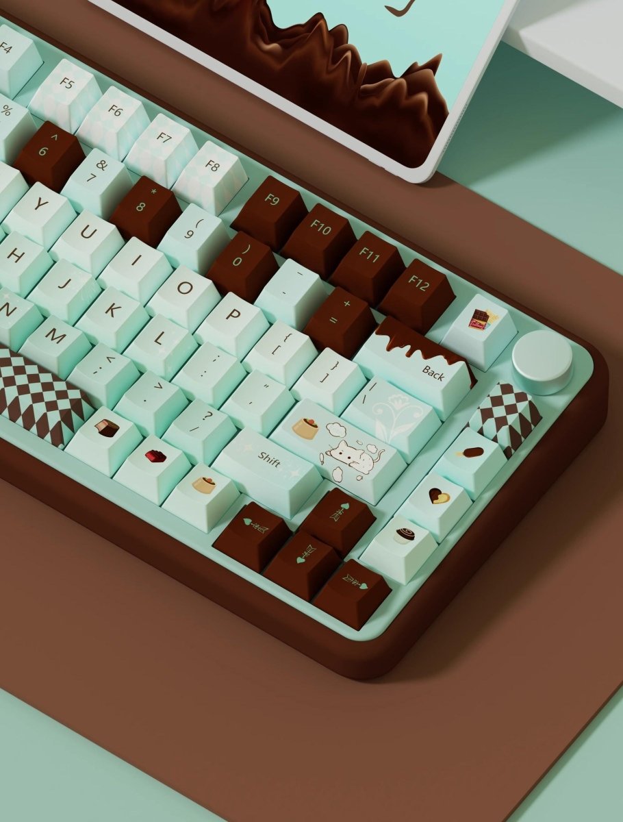 Cute Green Mint Black Chocolate Theme Keycap Set