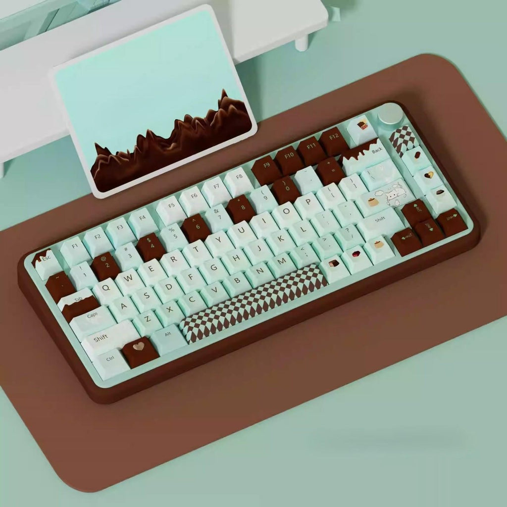 Cute Green Mint Black Chocolate Theme Keycap Set