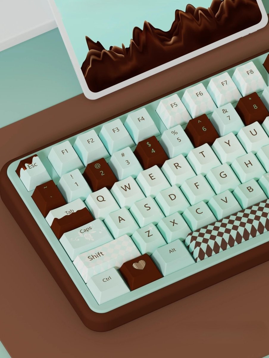 Cute Green Mint Black Chocolate Theme Keycap Set