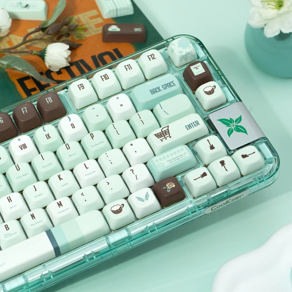 Cute Green Mint Keycap Set